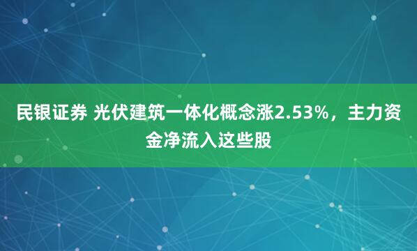 民银证券 光伏建筑一体化概念涨2.53%,主力资金净流入这些股